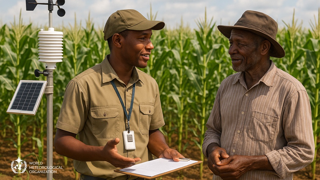 Image representing a farmer and a technician in a field